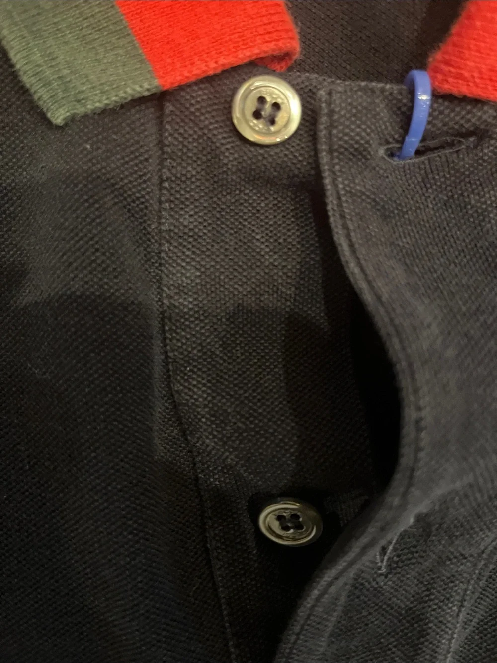 Gucci Navy Polo with Red and Green Contrast Collar S vtg